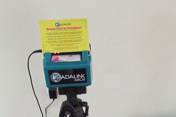 Radon machine conducting a radon gas test