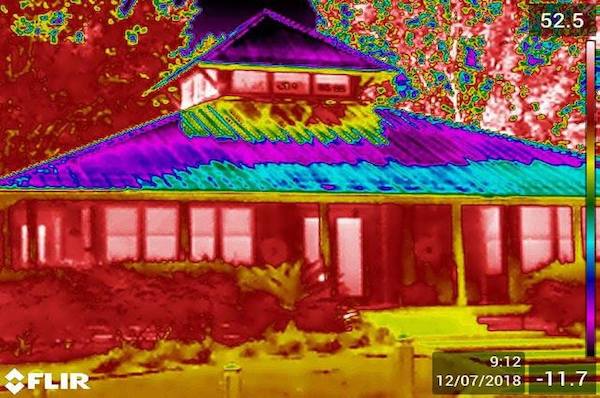 Thermal image of a home in North Florida